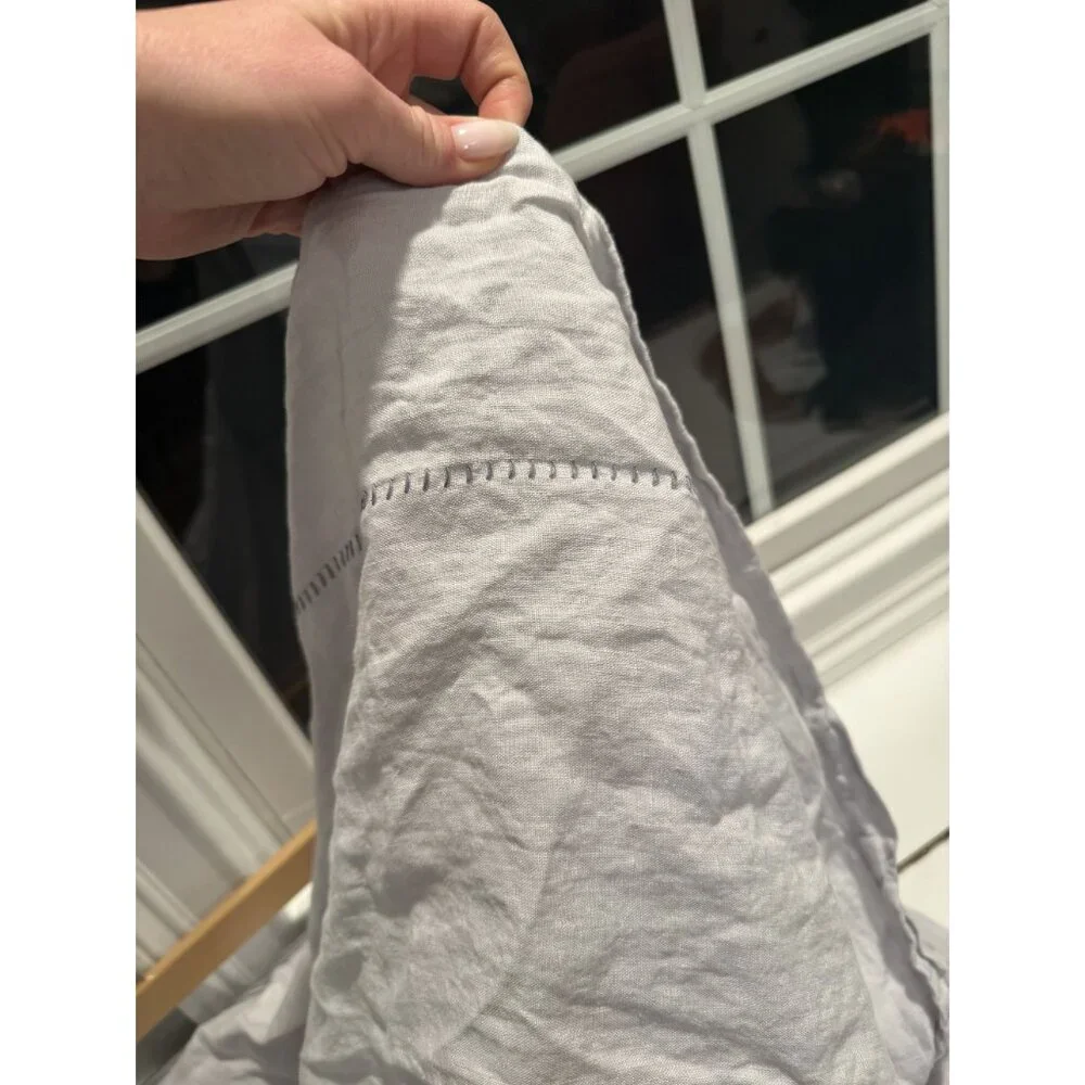 NWT Anthropologie Jazzy Linen Light Grey Curtain Edge Stitch 50